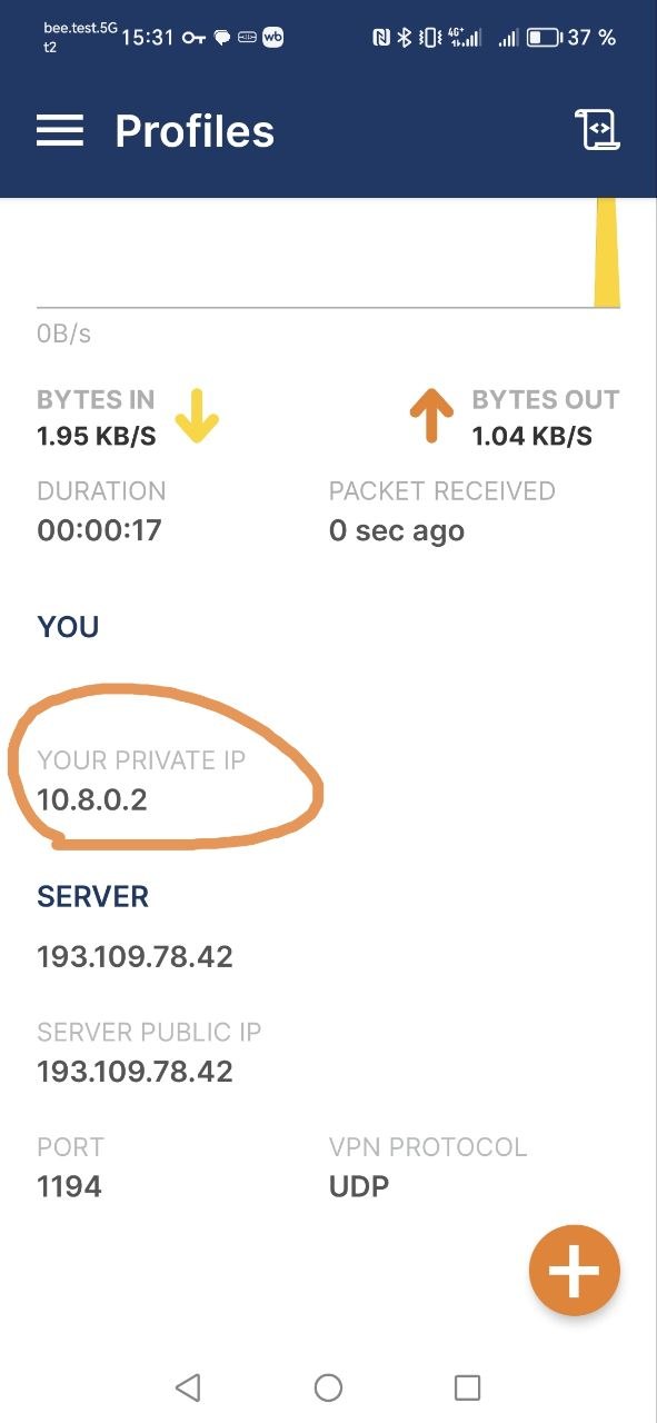 Успешное подключение к VPN в OpenVPN Connect на Android